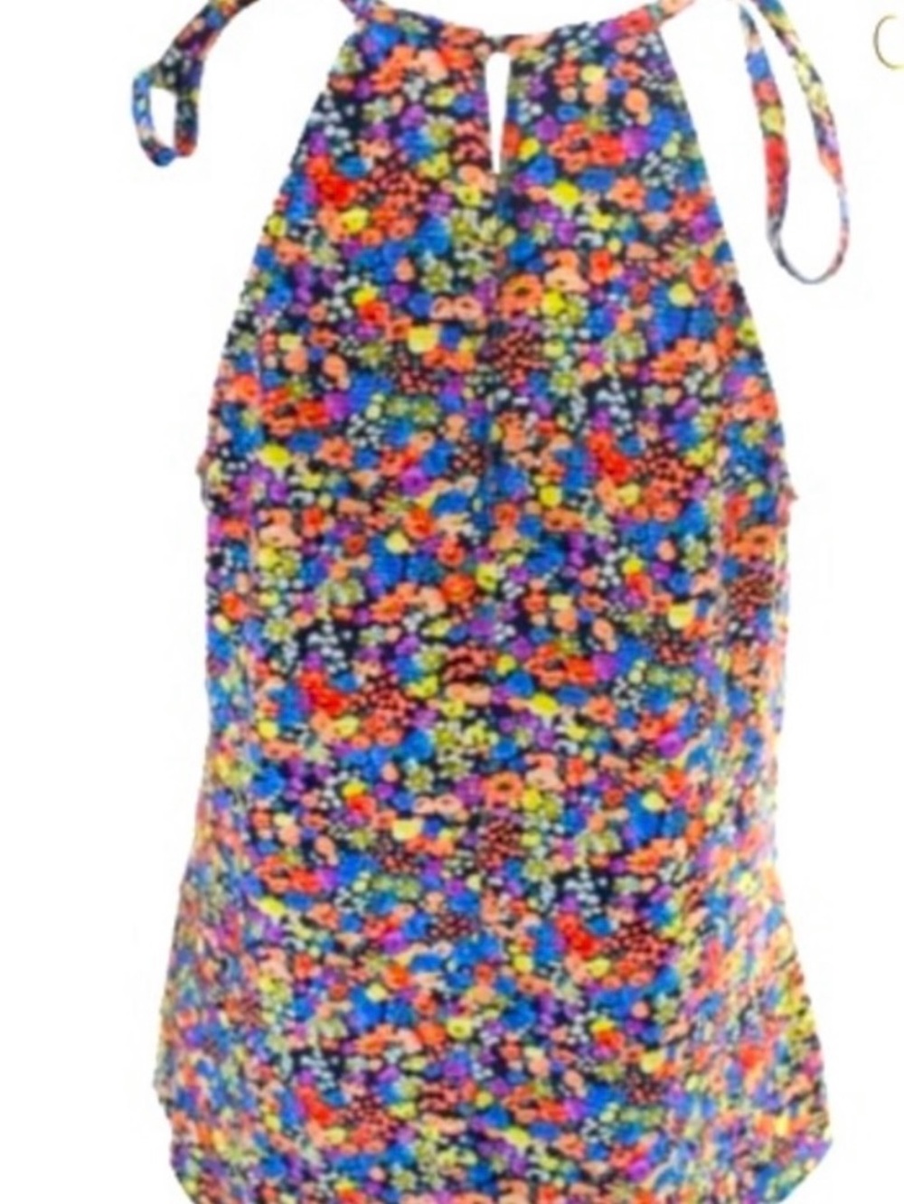 Rebecca Taylor Black Multicolor Floral Halter Top
